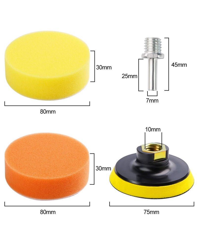 MIDO Professional Abrasive وسادات تلميع ميدو الاحترافية للثقب 22 قطعة مجموعة تلميع فوم للثقب مجموعة تلميع للسيارة للتSand, Buffing, Waxing (18 وسادة + 2 محولات ثقب + 2 أكواب شفط) - Image 2